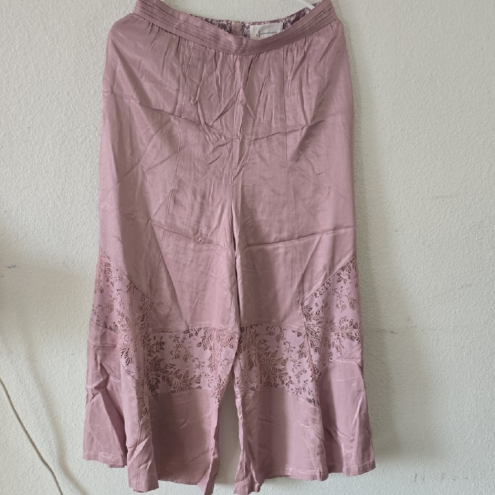 Anthropologie NWT SILKY PALAZZO PANTS Mauve size 10 - Picture 3 of 6